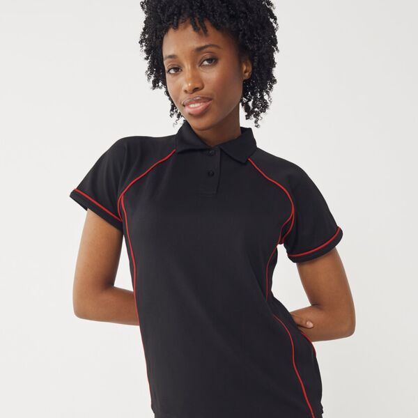 Women's piped performance polo Thumbnail